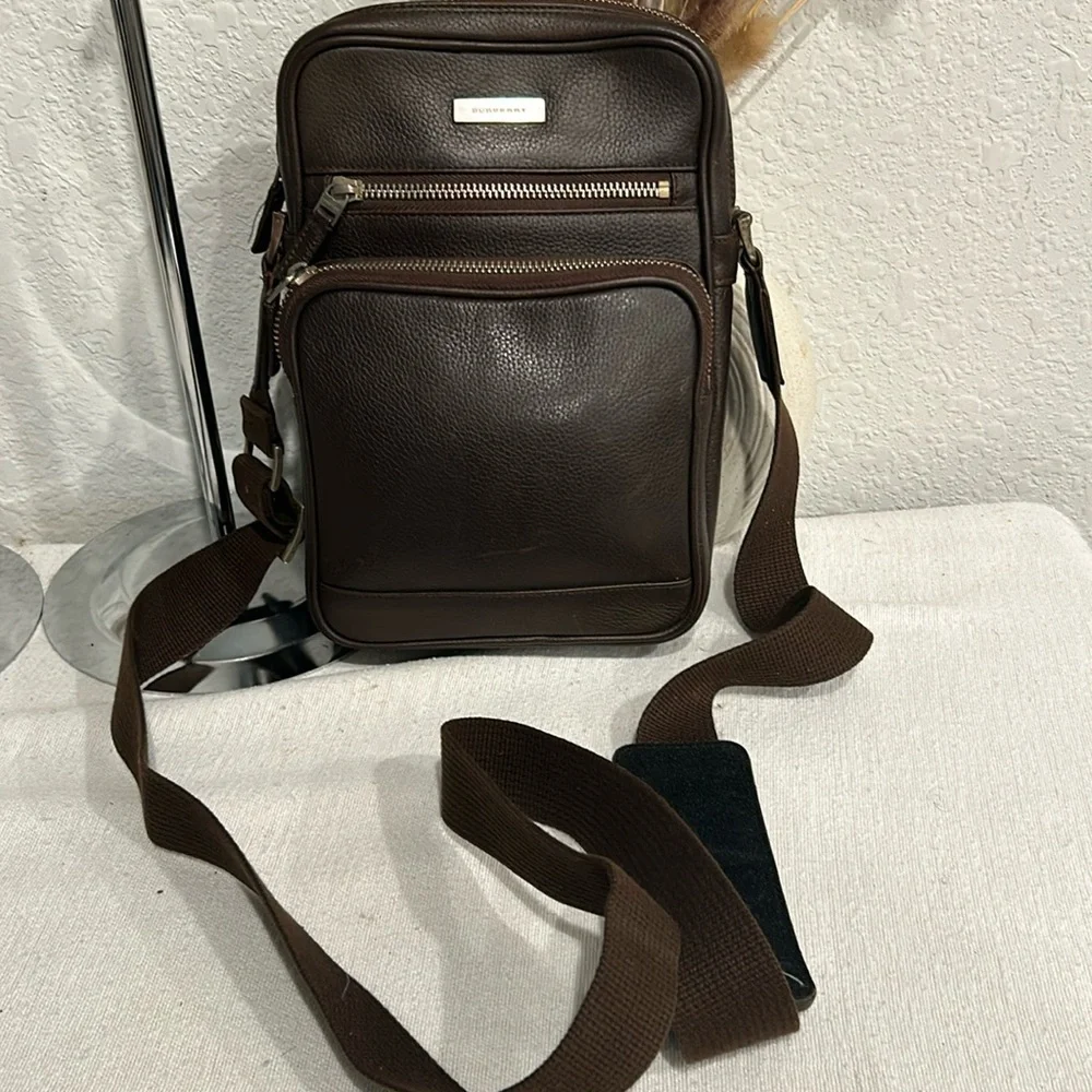 Burberry Logo Plate Bag crossbody All Leather Nova Check Vintage Pochette - Picture 1 of 14